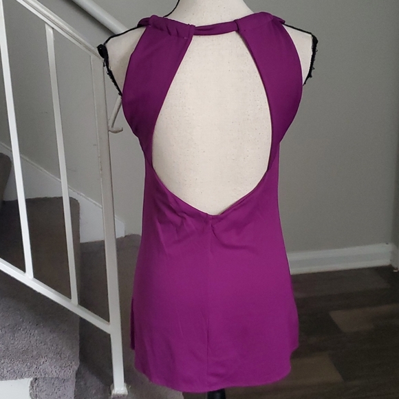 La Befana Open Back Longline Halter Tank Magenta - Picture 2 of 6